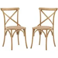 Caria Dining Chairs with Rattan Seat - Natural, Wood