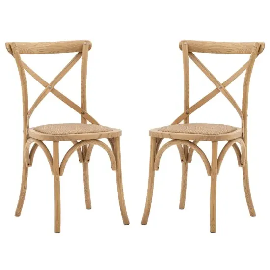 Caria Dining Chairs with Rattan Seat - Natural, Wood