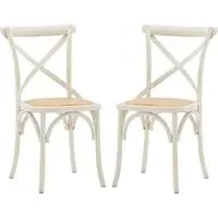 Caria Dining Chairs with Rattan Seat - White, Wood