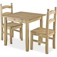Cariad Small Dining Set with 2 Chairs - Distressed Pine