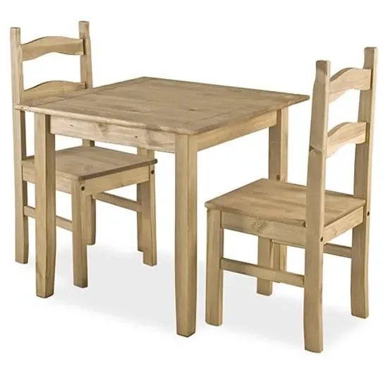 Cariad Small Dining Set with 2 Chairs - Distressed Pine image