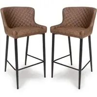 Caribou Bar Stools with Metal Legs - Brown, Fabric