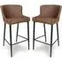 Caribou Bar Stools with Metal Legs - Brown, Fabric