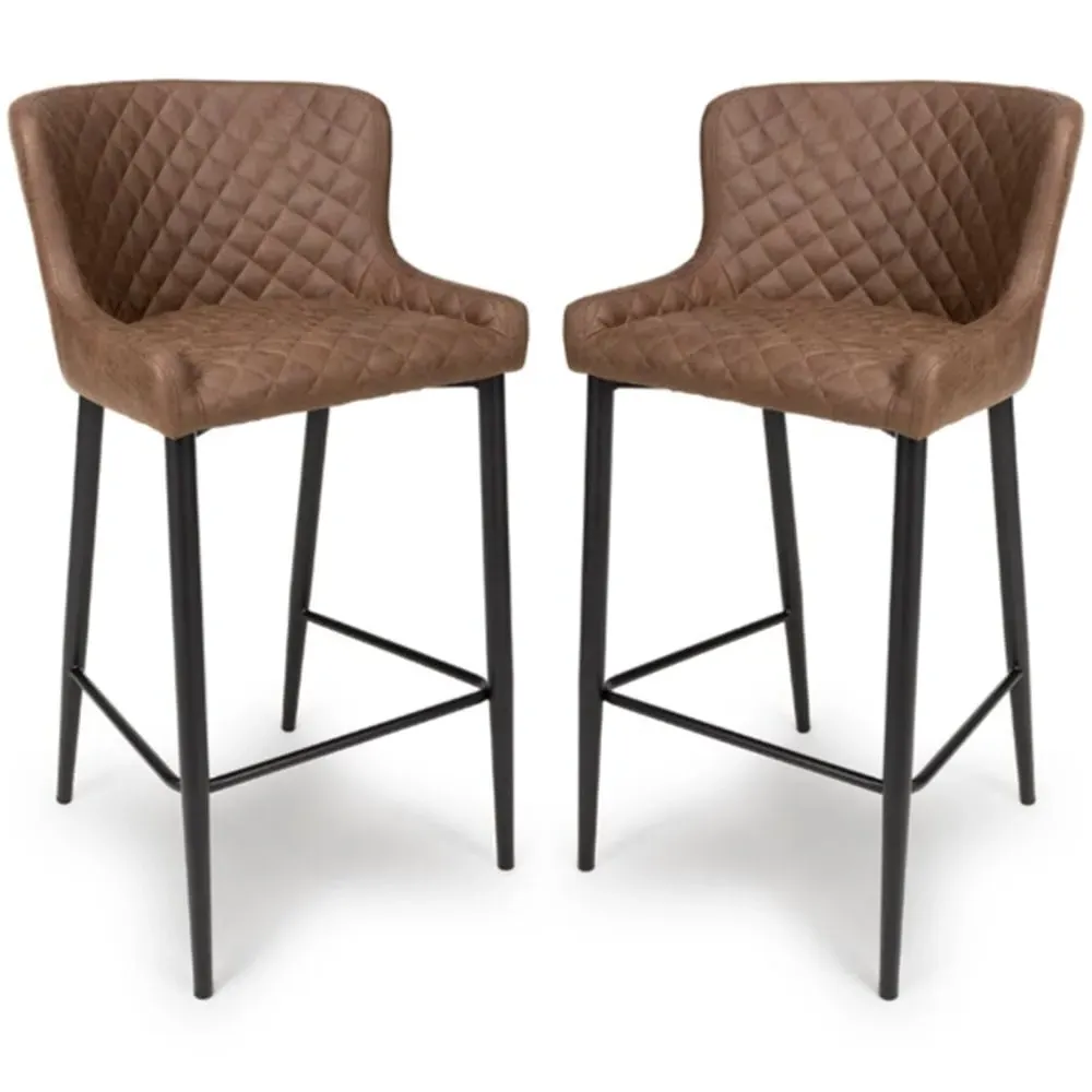 Caribou Bar Stools with Metal Legs - Brown, Fabric image