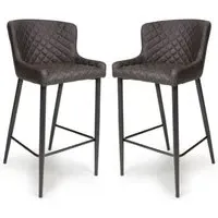 Caribou Bar Stools with Metal Legs - Grey, Fabric