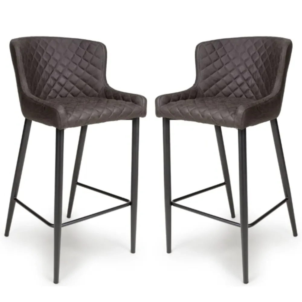 Caribou Bar Stools with Metal Legs - Grey, Fabric