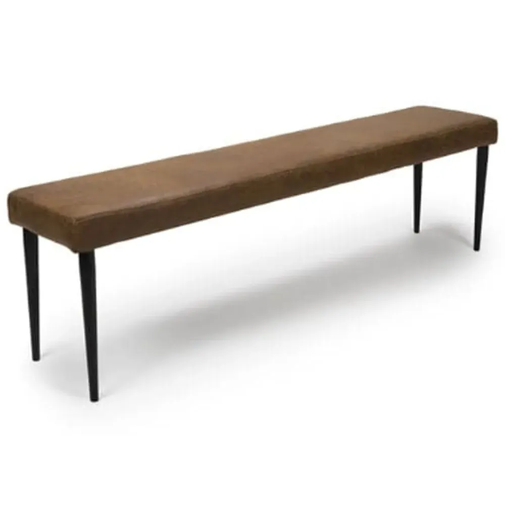 Caribou Fabric Dining Bench with Metal Legs - Antique Brown image