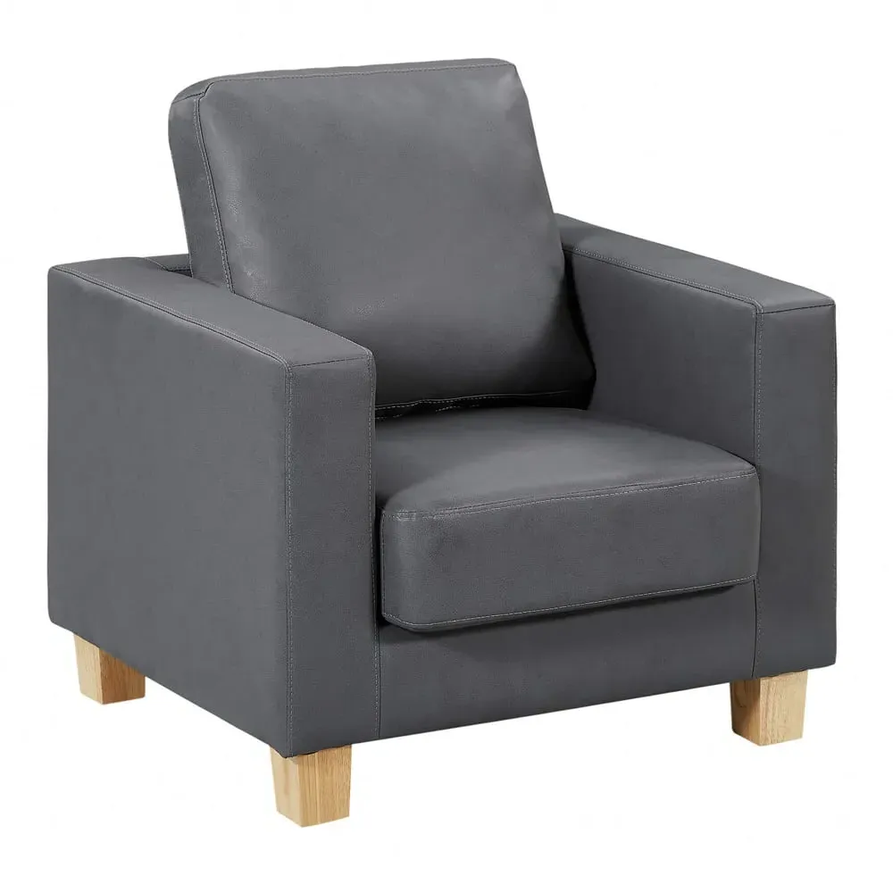 Caridad 1-Seater Sofa - Grey, PU Leather