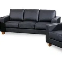Caridad 3-Seater Sofa - Black, PU Leather