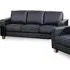 Caridad 3-Seater Sofa - Black, PU Leather