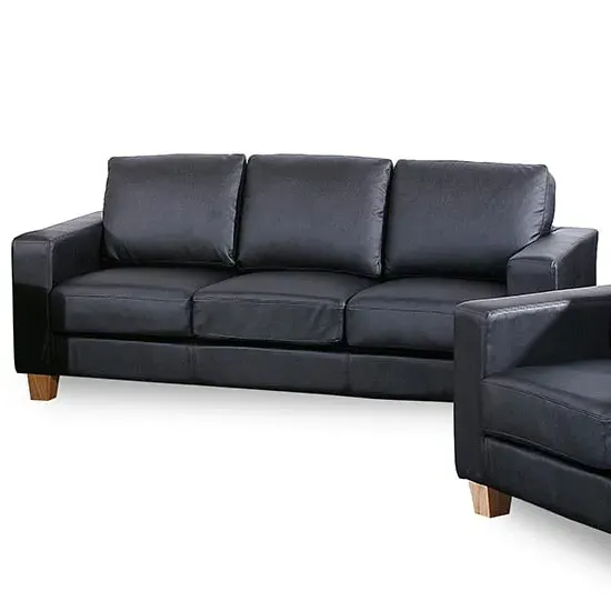 Caridad 3-Seater Sofa - Black, PU Leather