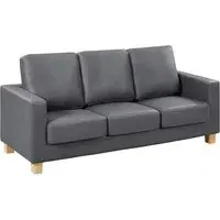 Caridad 3-Seater Sofa - Grey, PU Leather