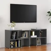 Carillo TV Stand with Shelves - Grey, High Gloss