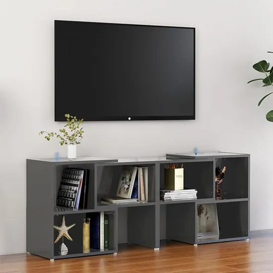 Carillo TV Stand with Shelves - Grey, High Gloss
