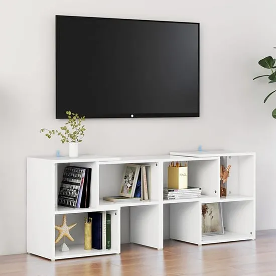 Carillo TV Stand with Shelves - White, Engineered Wood