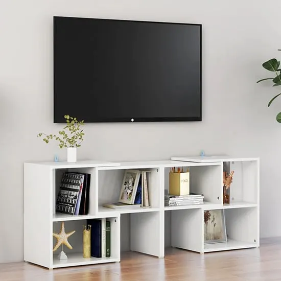 Carillo TV Stand with Shelves - White, High Gloss