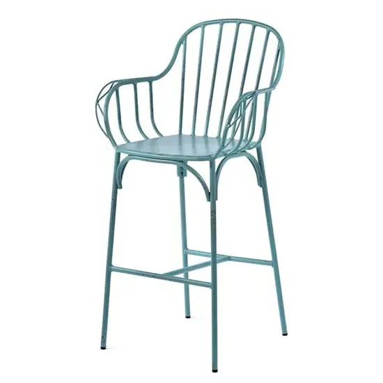 Carla Outdoor Aluminium Vintage Bar Chair - Light Blue image
