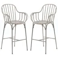 Carla Outdoor Bar Chairs Pair - White, Aluminium