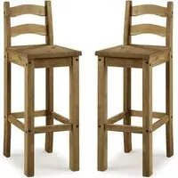Carlen Bar Chairs in Pair - Distressed Oak