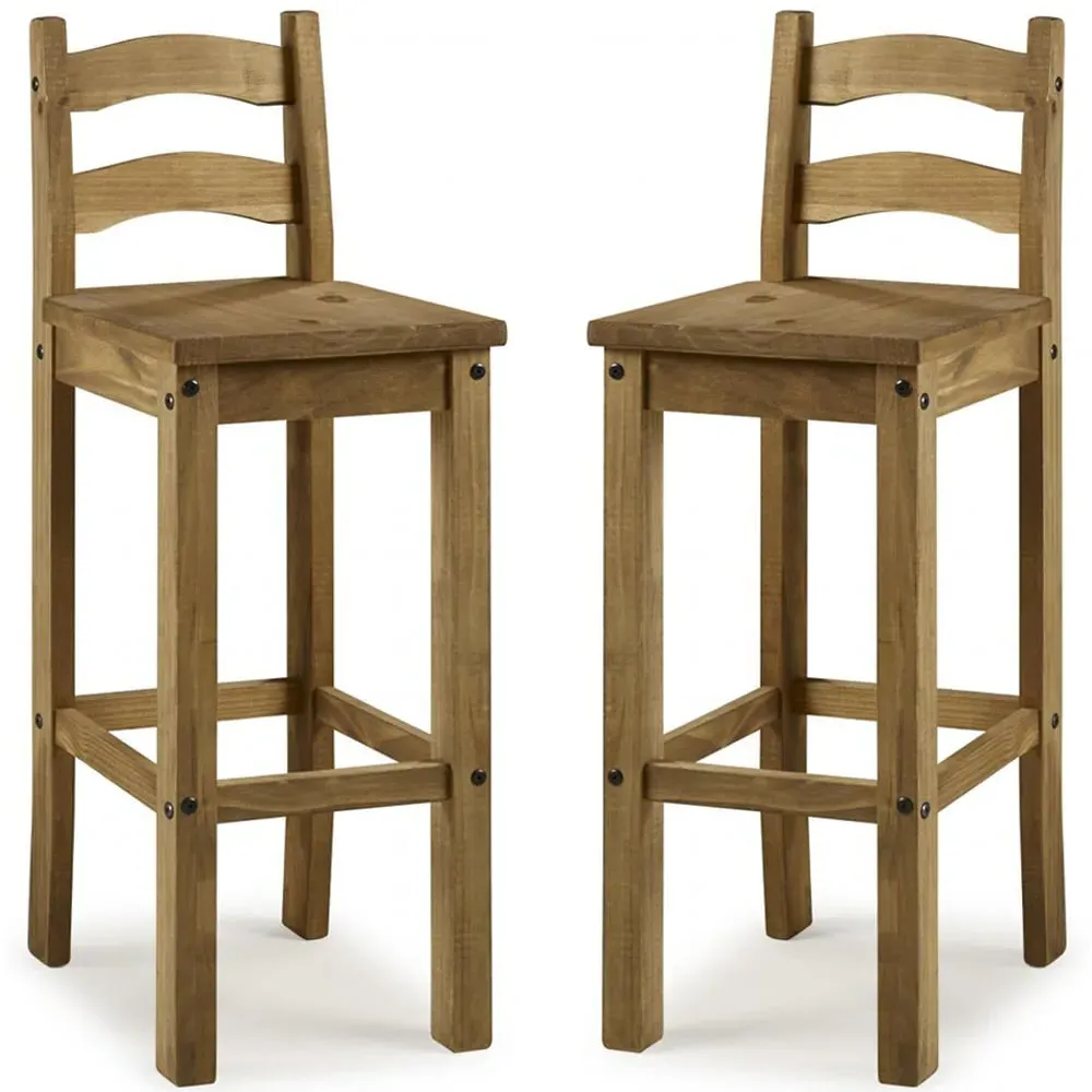 Carlen Bar Chairs in Pair - Distressed Oak image