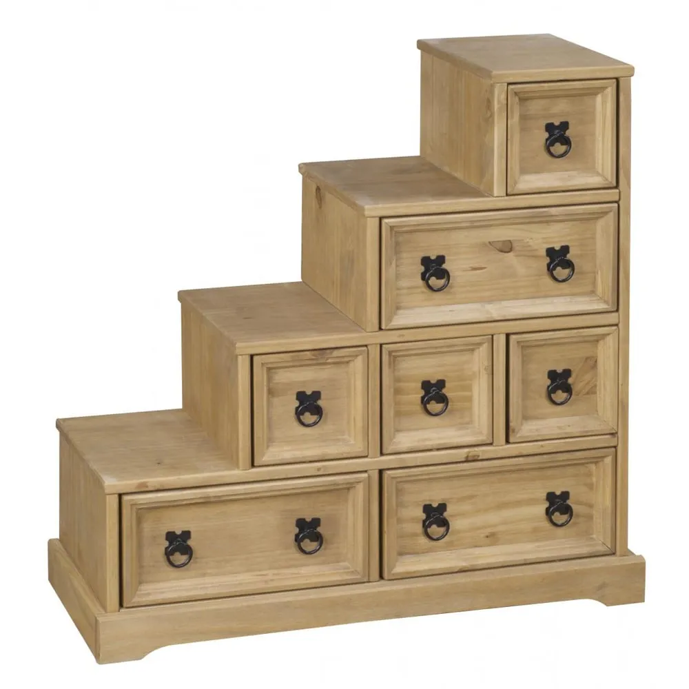 Carlen CD DVD Rack with 7 Drawers - Distressed Oak