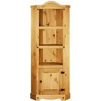 Carlen Corner Bookcase with 1 Door - Distressed Oak