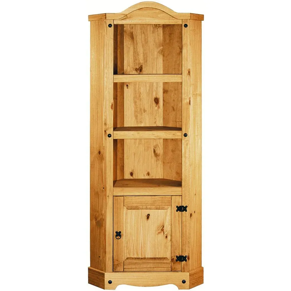 Carlen Corner Bookcase with 1 Door - Distressed Oak image