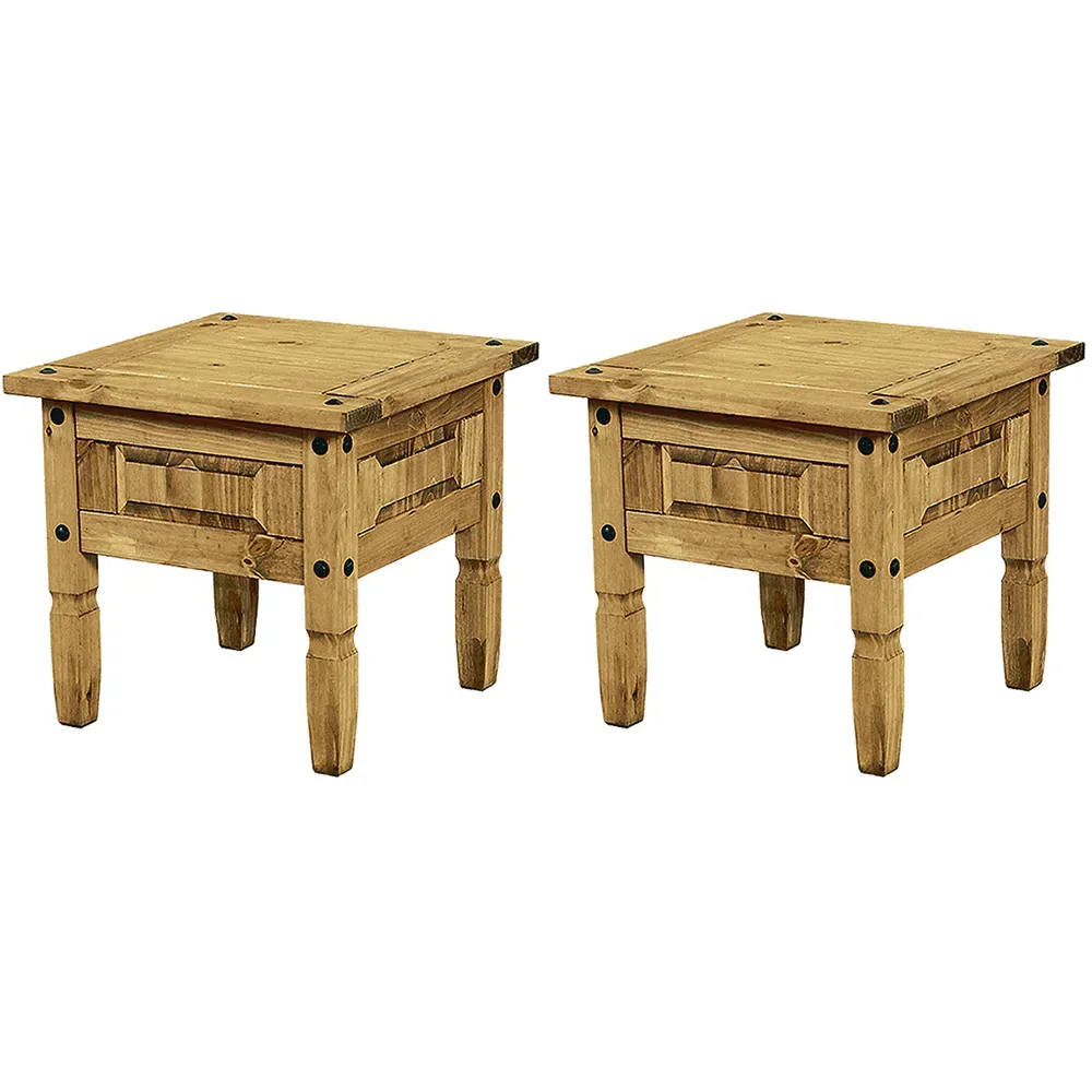 Carlen Lamp Table in Pair - Distressed Oak, Wood product