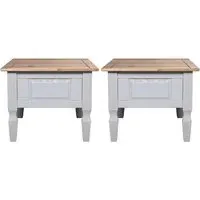 Carlen Lamp Tables in Pair - Grey, Distressed Oak