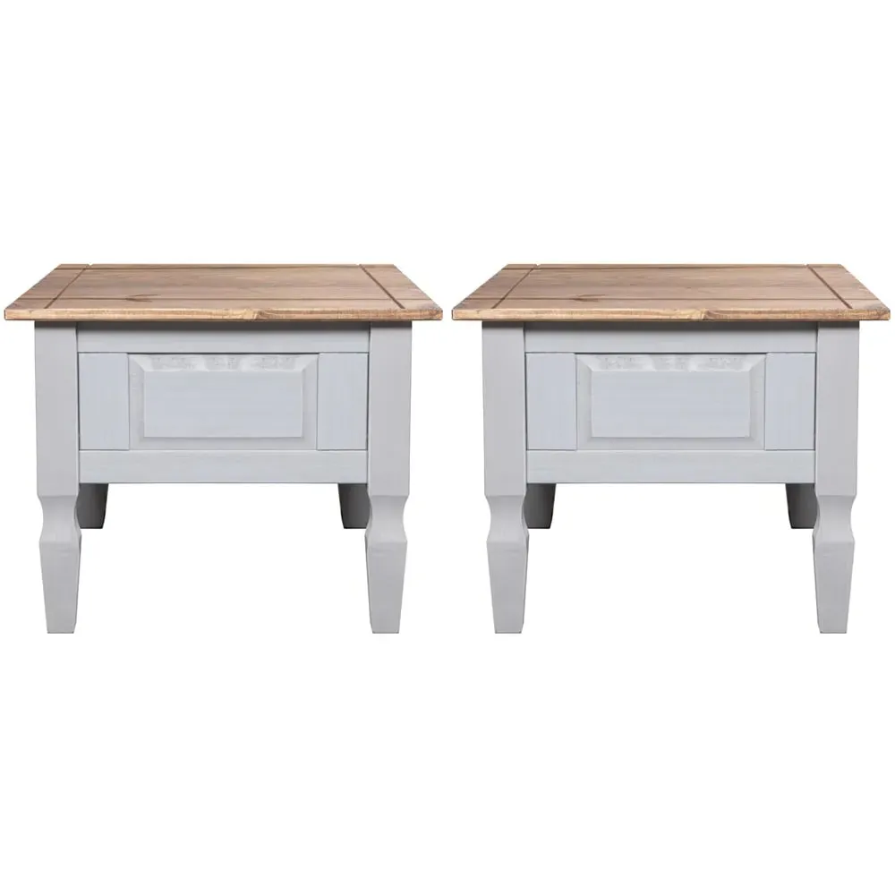 Carlen Lamp Tables in Pair - Grey, Distressed Oak