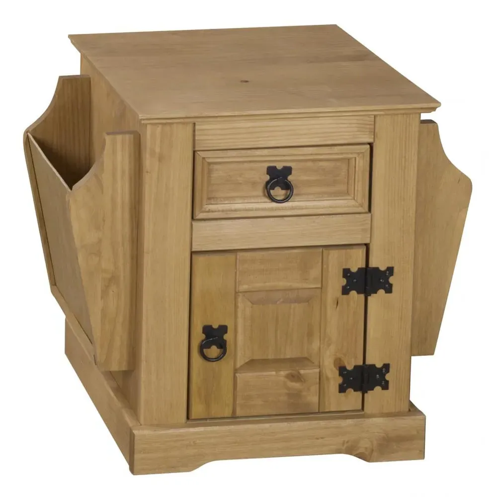 Carlen Side Table with Magazine Rack - Distressed Oak image