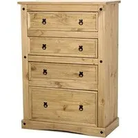 Carlen Tall Chest of 4 Drawers - Light Pine