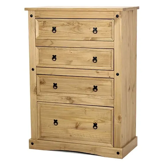 Carlen Tall Chest of 4 Drawers - Light Pine