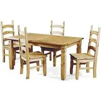 Carlen Wooden Dining Set with 4 Chairs - Light Pine