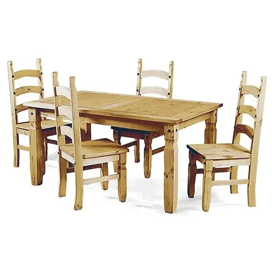 Carlen Wooden Dining Set with 4 Chairs - Light Pine image