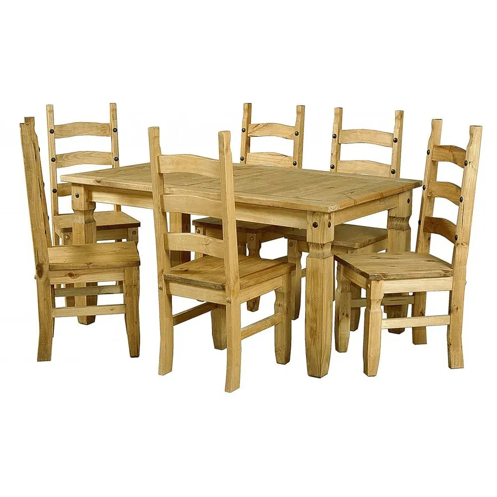 Carlen Wooden Dining Table with 6 Chairs - Distressed Oak image