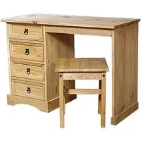 Carlen Wooden Dressing Table with Stool - Distressed Oak