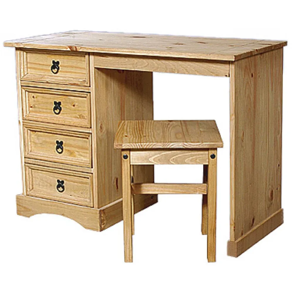 Carlen Wooden Dressing Table with Stool - Distressed Oak image