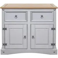 Carlen Wooden Sideboard with 2 Doors 2 Drawers - Grey Oak