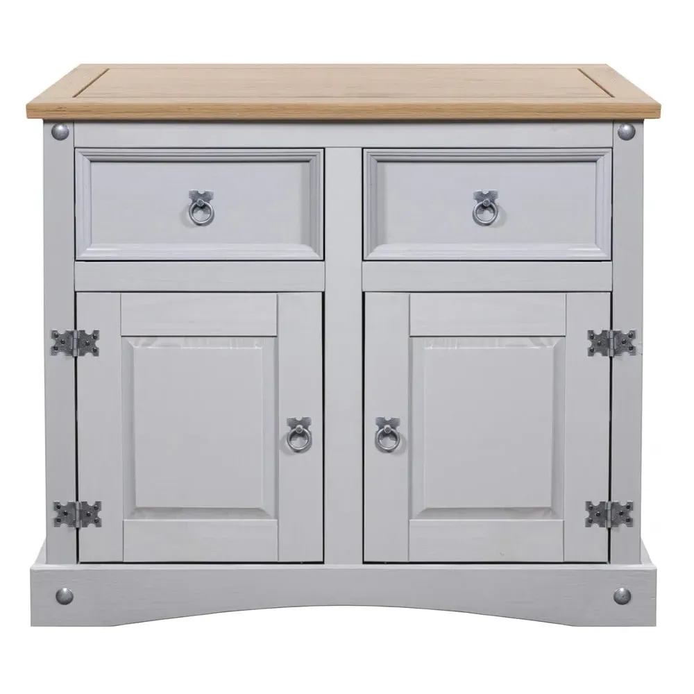 Carlen Wooden Sideboard with 2 Doors 2 Drawers - Grey Oak