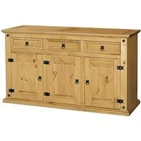 Carlen Wooden Sideboard with 3 Doors 3 Drawers - Distressed Oak