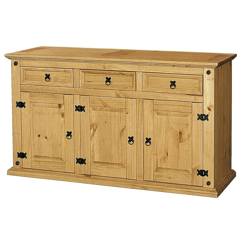 Carlen Wooden Sideboard with 3 Doors 3 Drawers - Distressed Oak