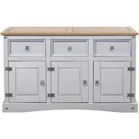 Carlen Wooden Sideboard with 3 Doors 3 Drawers - Grey Oak