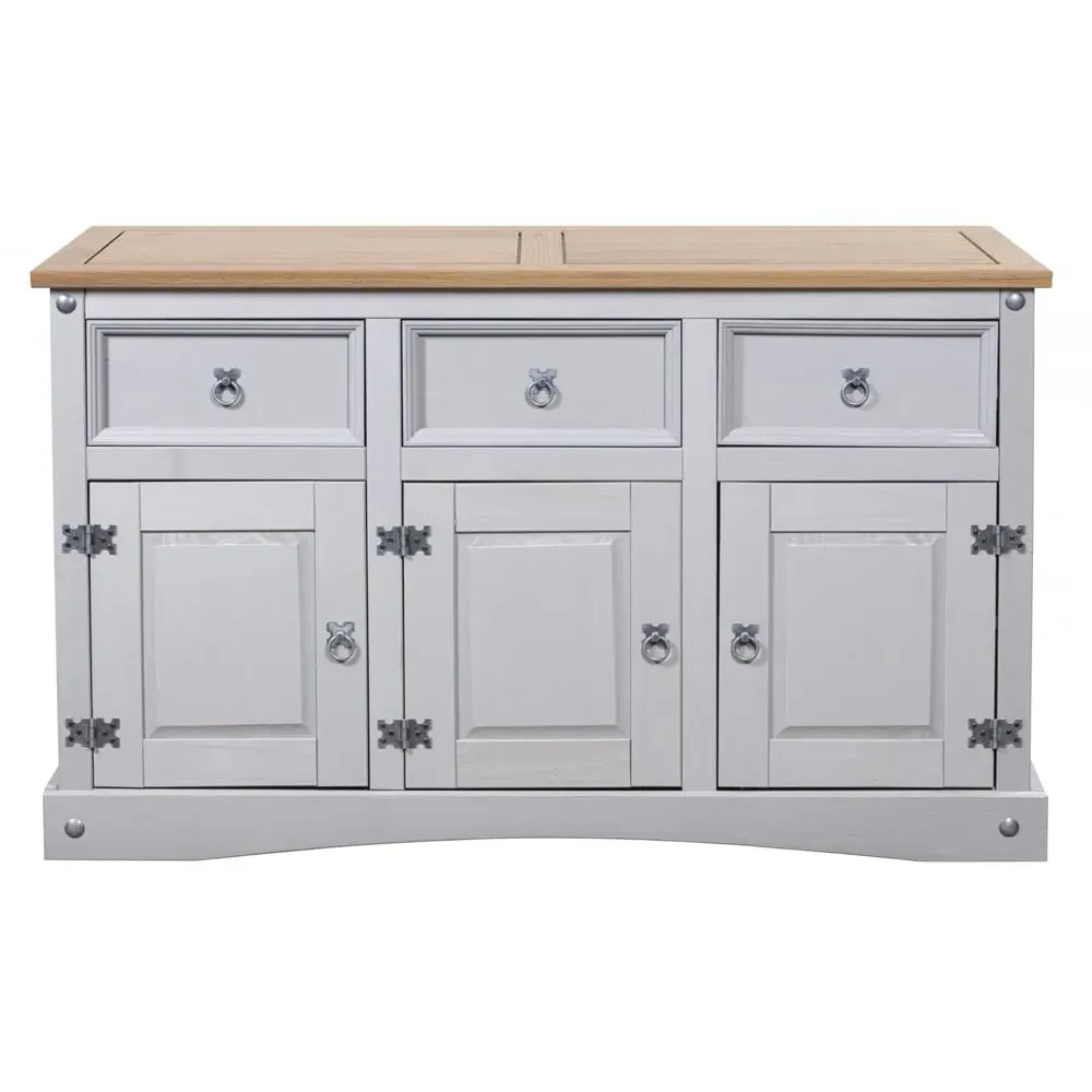 Carlen Wooden Sideboard with 3 Doors 3 Drawers - Grey Oak