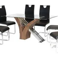 Carlisle Glass Top Dining Table - Walnut