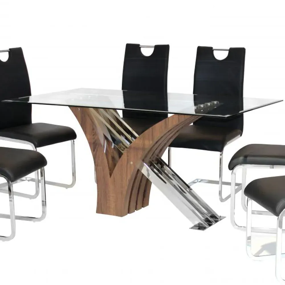 Carlisle Glass Top Dining Table - Walnut image