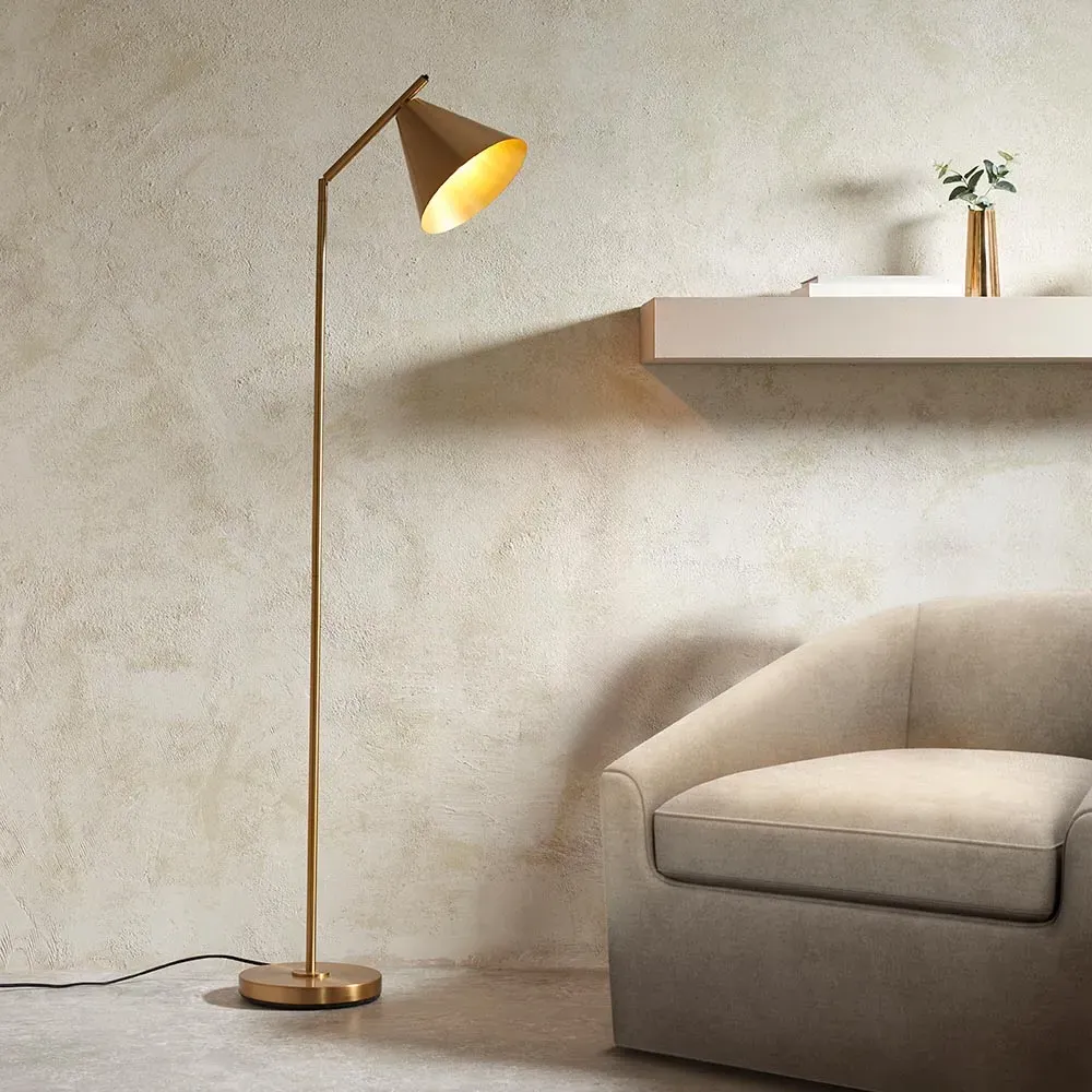 Carlisle Metal Floor Lamp - Brushed Antique Brass