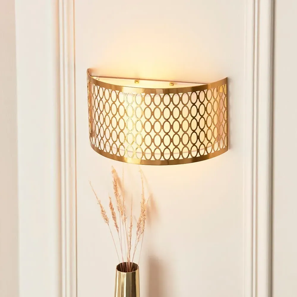Carlisle Metal Wall Light with Fabric Shade - Gold, White
