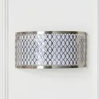 Carlisle Metal Wall Light with Fabric Shade - Satin Nickel, White