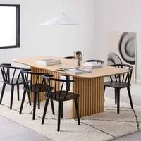 Carlisle Oak Dining Table with Ithaca 6 Chairs - Black, Oak
